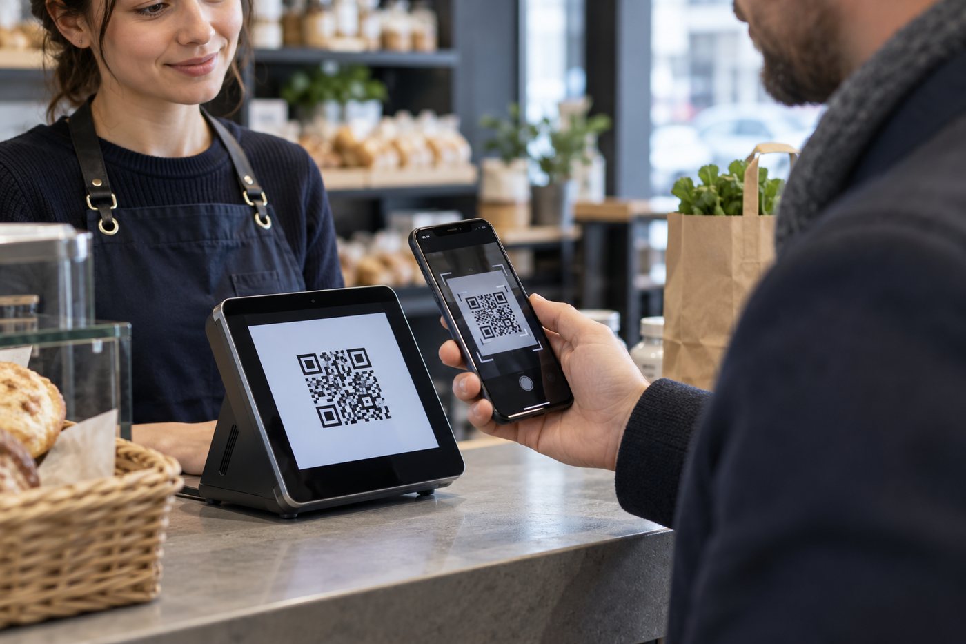 Смартфон для платежа по QR-коду